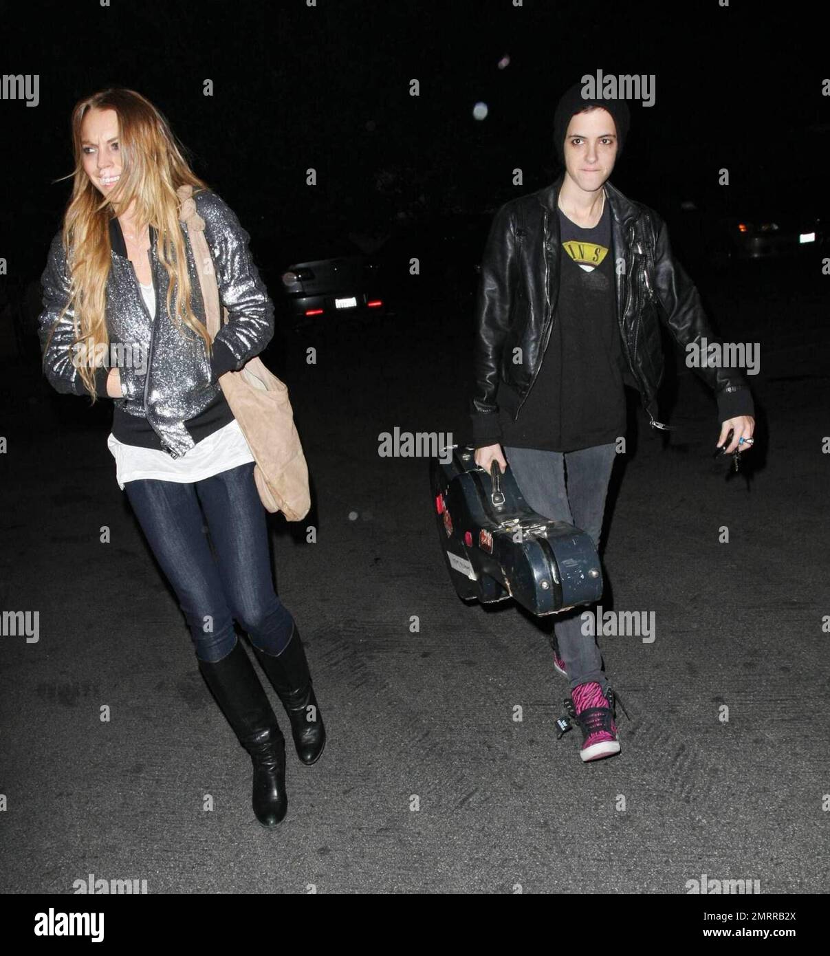 Lindsay Lohan and galpal Samantha Ronson leave Gengis Cohen restaurant(02)