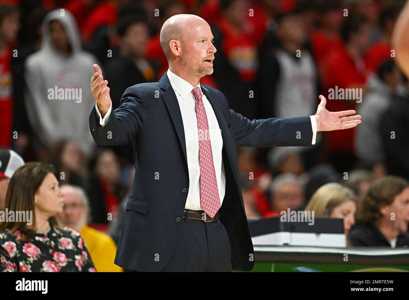 College Park, MD, USA. 31st Jan, 2023. Maryland Terrapins head coach Kevin Willard reacts to a foul during the NCAA basketball game between the Indiana Hoosiers and the Maryland Terrapins at Xfinity Center in College Park, MD. Reggie Hildred/CSM/Alamy Live News Stock Photo