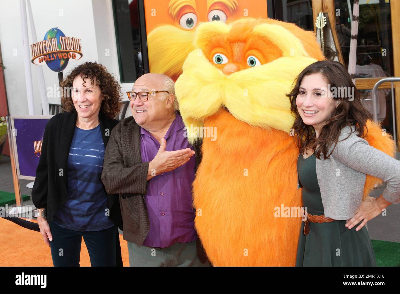 Rhea Perlman, Danny DeVito, the Lorax and daughter Lucy DeVito at the ...