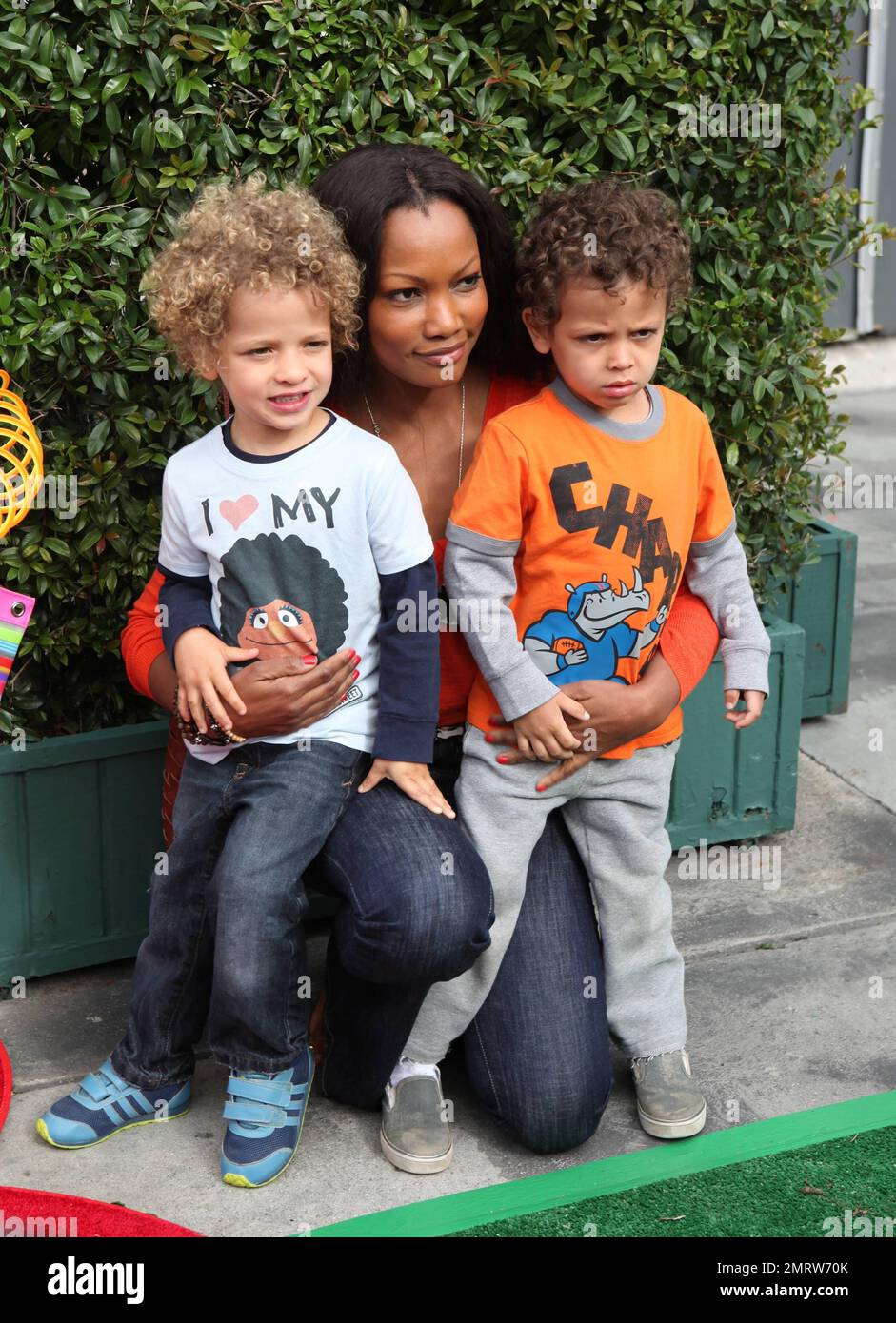 Garcelle Beauvais and her twin sons Jax and Jaid Nilon attend the