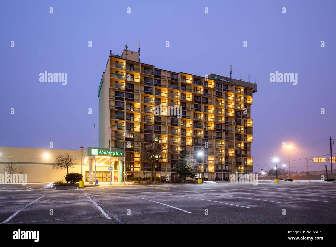 An exterior view of the now demolished Holiday Inn Yorkdale Hotel in Toronto, Ontario, Canada. This building has been demolished. Stock Photo