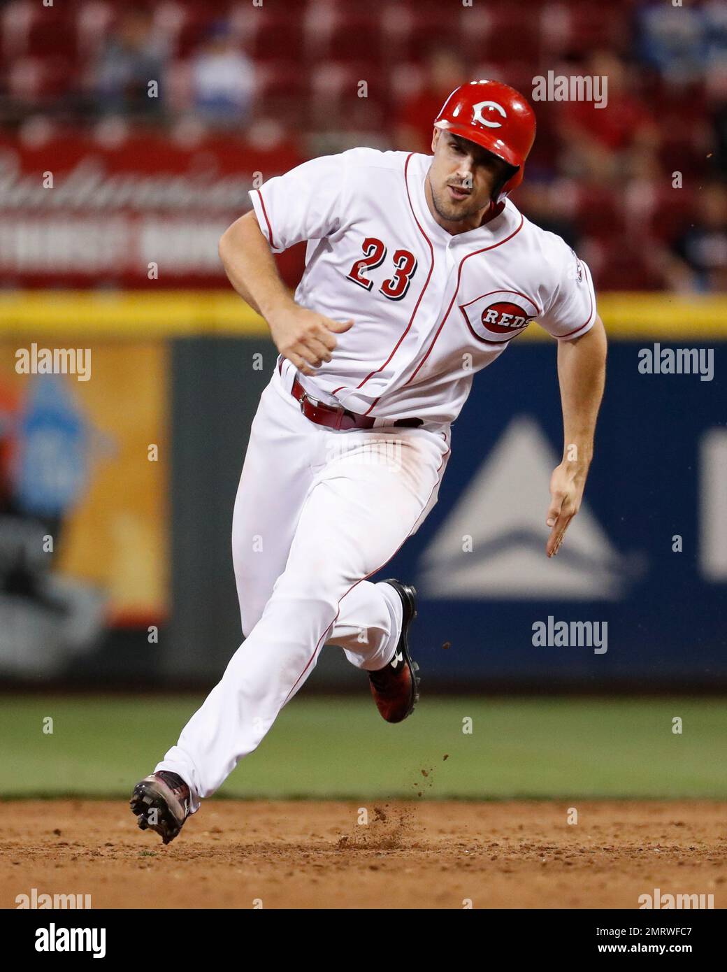 Cincinnati Reds' Adam Duvall runs to third on a double hit by Scooter ...