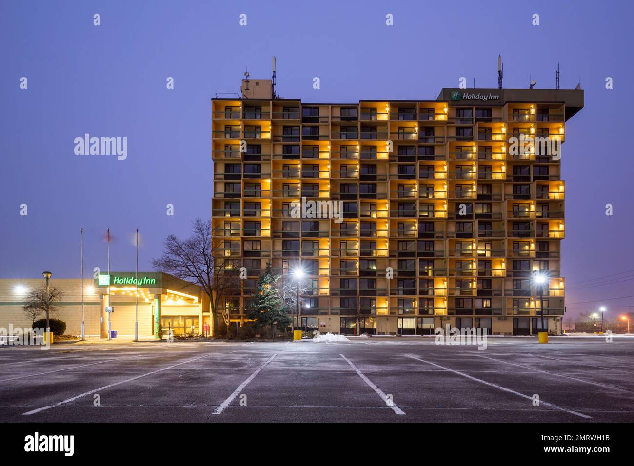An exterior view of the now demolished Holiday Inn Yorkdale Hotel in Toronto, Ontario, Canada. This building has been demolished. Stock Photo