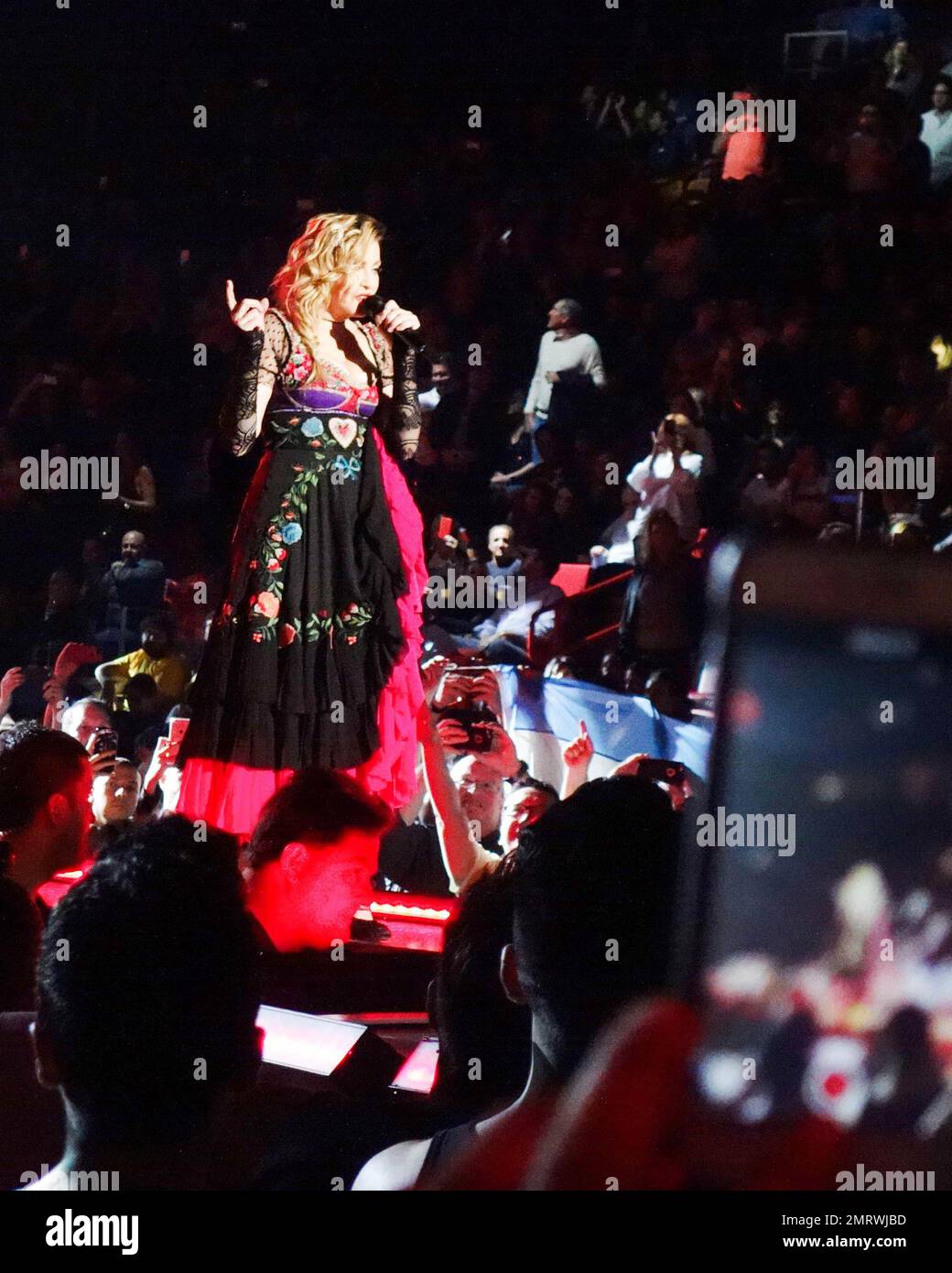 Madonna performs live during her Rebel Heart Tour at American Airlines  Arena in Miami, Florida. Madonna, who did 5 costume changes, sang 'Don't  Cry For Me Argentina' for the first time this