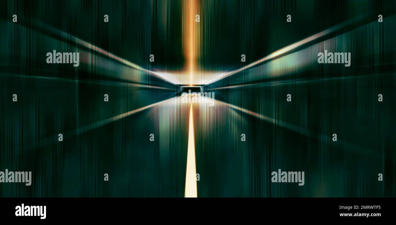 abstract science fiction background with light and tunnel, dynamic motion effect Stock Photo
