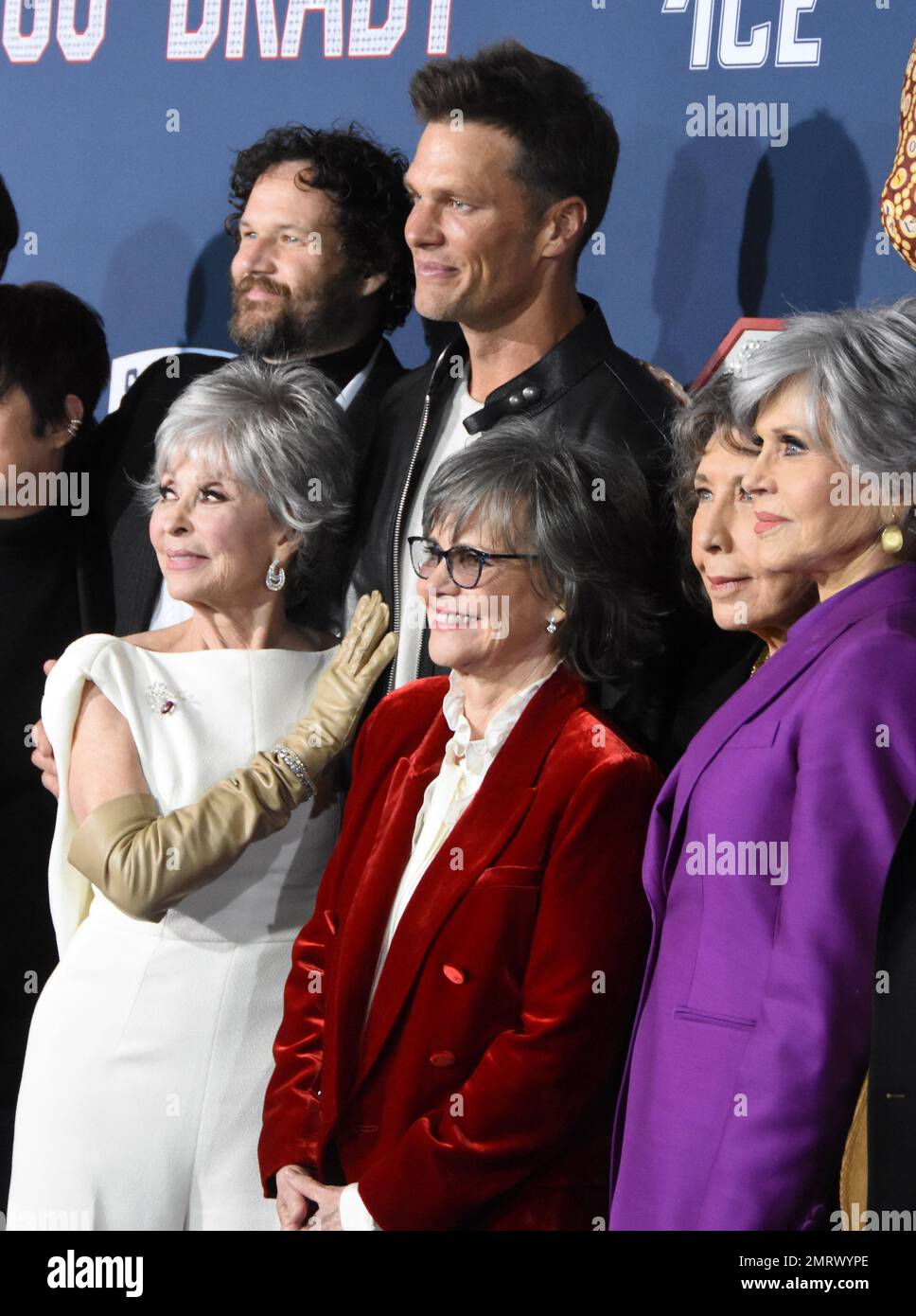 Los Angeles, California, USA 31st January 2023 (L-R) Director Kyle Marvin,  Actress Rita Morena, Football Player Tom Brady, Actress Sally Field,  Actress Lily Tomlin and Actress Jane Fonda attend the Los Angeles