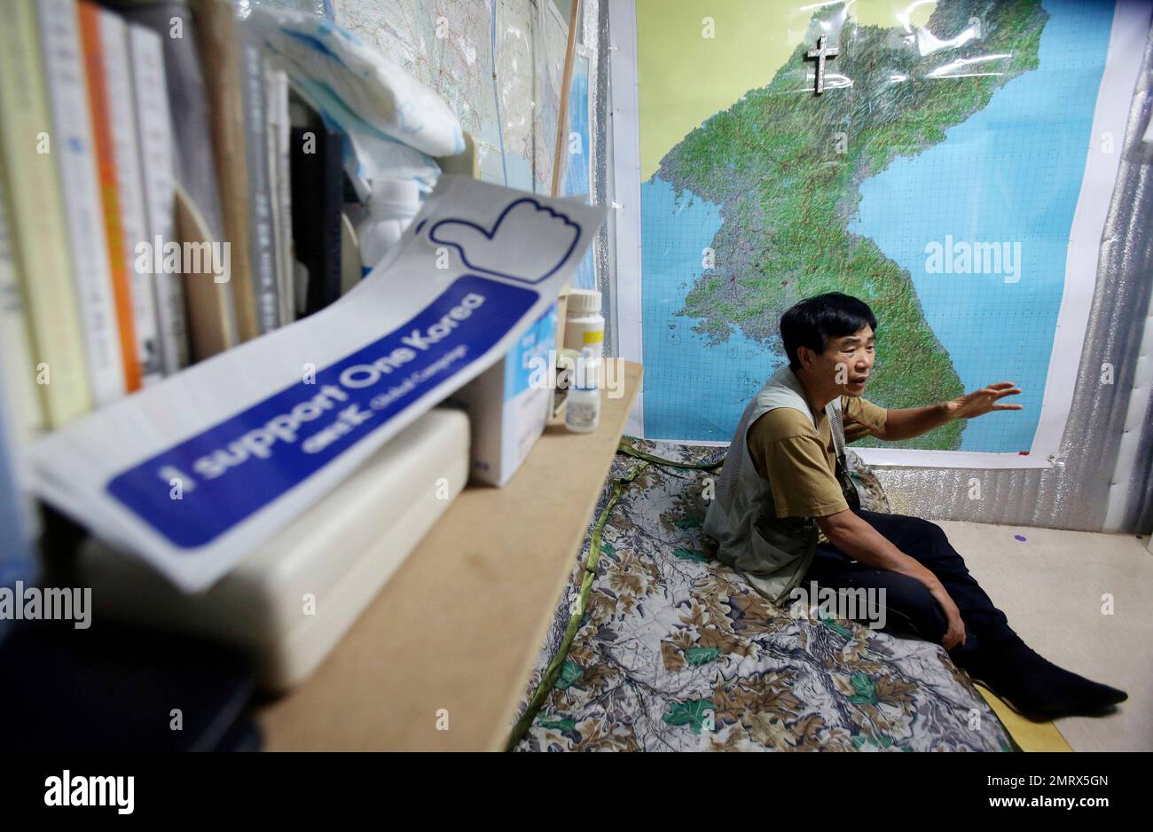 In this June 15, 2017 photo, Lee Min Bok, a North Korean who was swayed to  flee his homeland when he stumbled across earlier generations of leaflets  30 years ago, speaks in, image size:1300x938