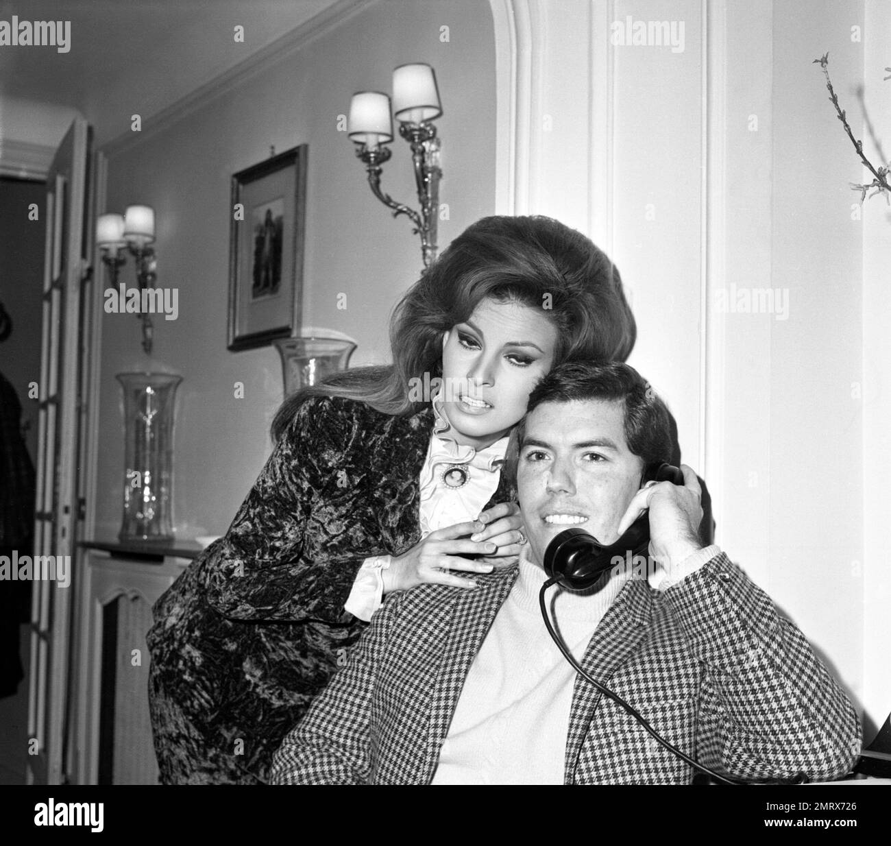 American actress Raquel Welch pictured with fiance producer Patrick ...