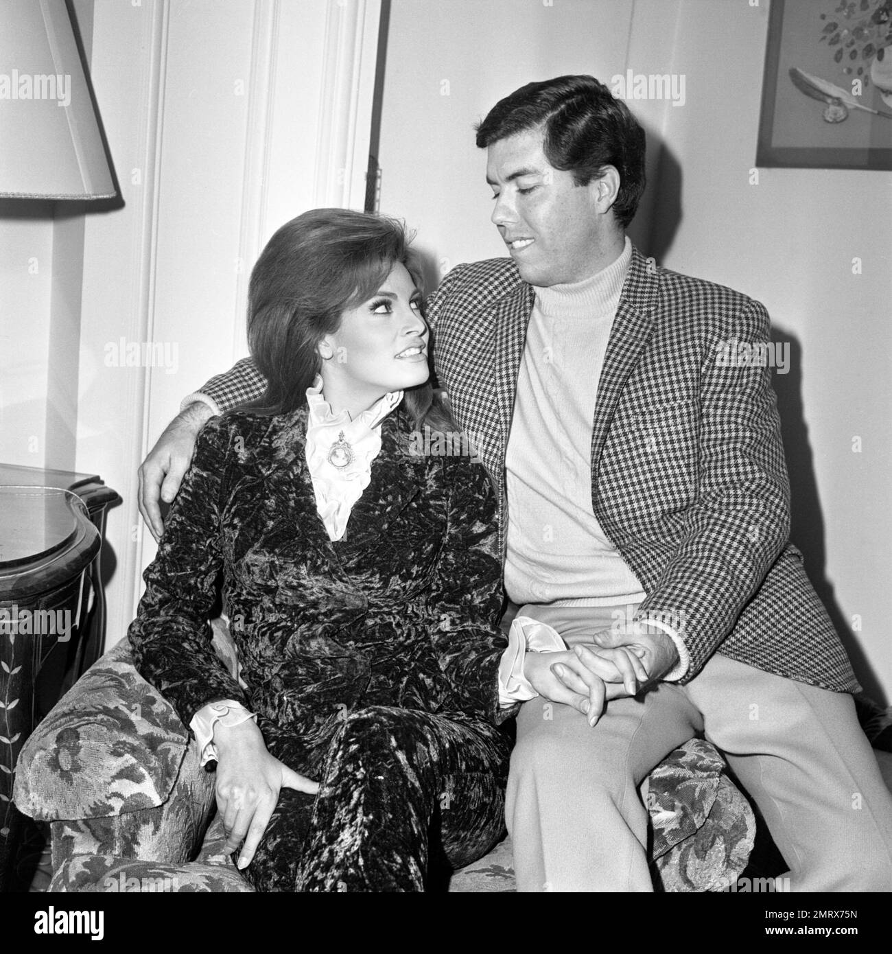 American actress Raquel Welch pictured with fiance producer Patrick ...