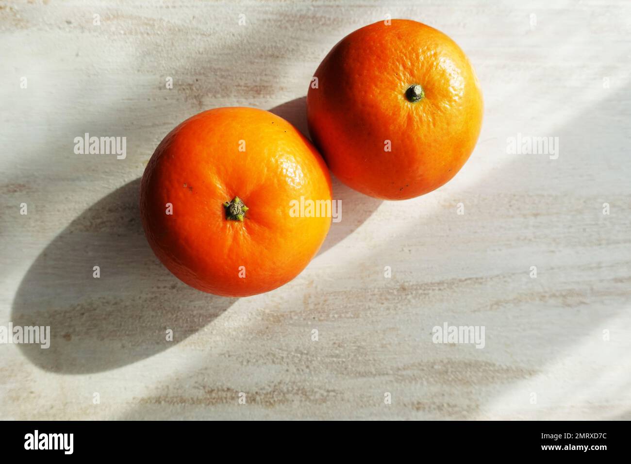Ripe oranges on table Stock Photo