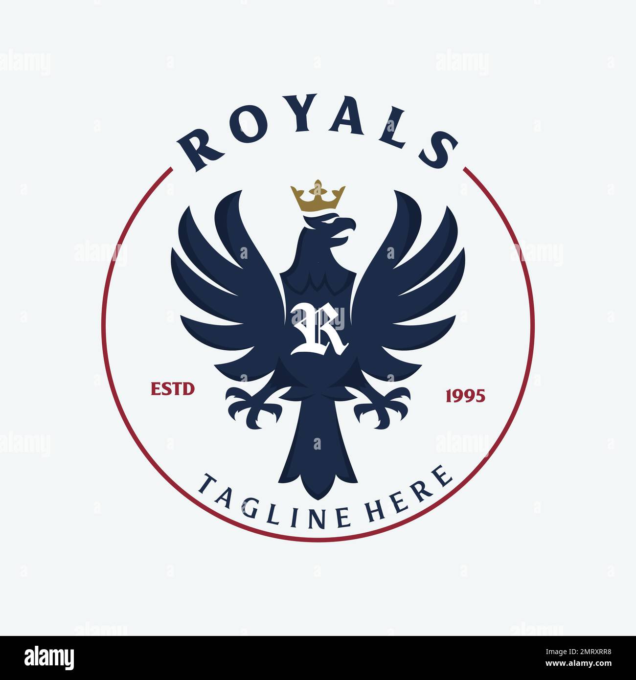 Royal letter emblem with Crowned American Eagle. Vector illustration Stock Vector