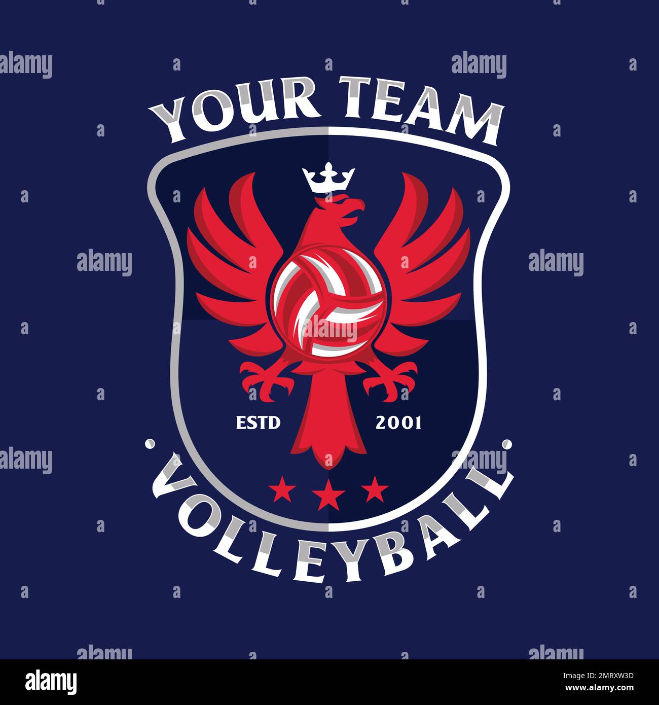 Volleyball logo with shield background vector design. Vector