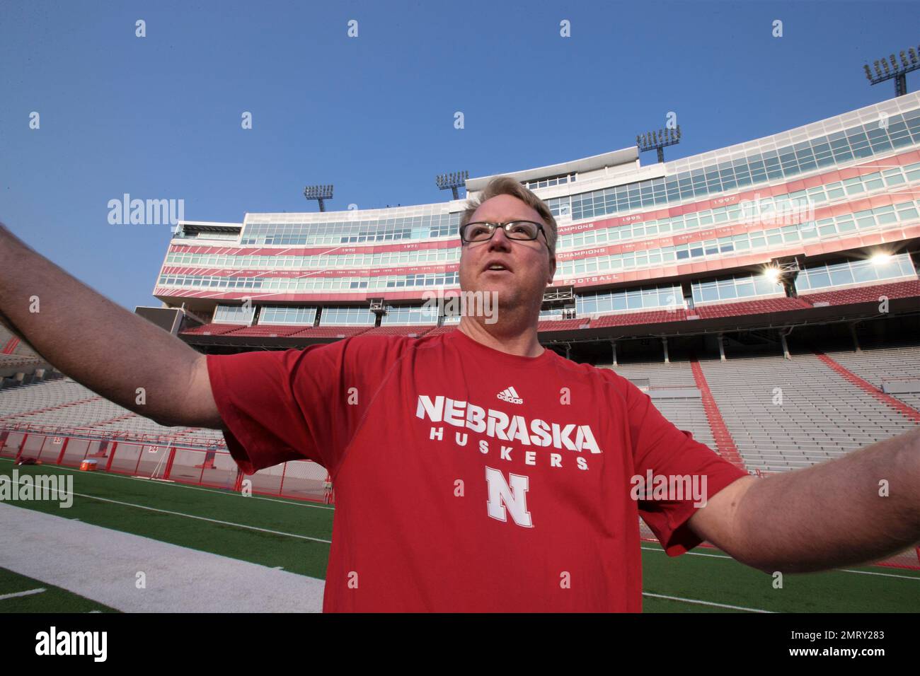 In this Aug. 10, 2017, photo, head equipment manager Jay Terry gestures