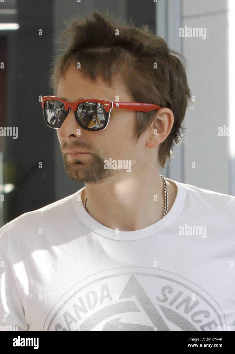 Kate Hudson's boyfriend and guitarist and lead vocalist for the band Muse, Matthew Bellamy strolls casually as he arrives for a workout at a local gym. Matthew and Kate announced last month that they are expecting their first baby together. Kate, who has a son, Ryder, 7, with ex-husband Chris Robinson has been dating Bellamy for about ten months. Los Angeles, CA. 2/17/11. Stock Photo