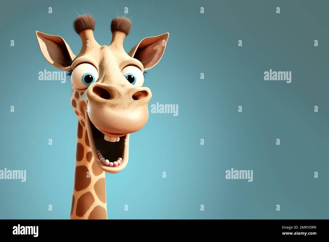 An illustration of a happy giraffe on the blue background Stock Photo ...