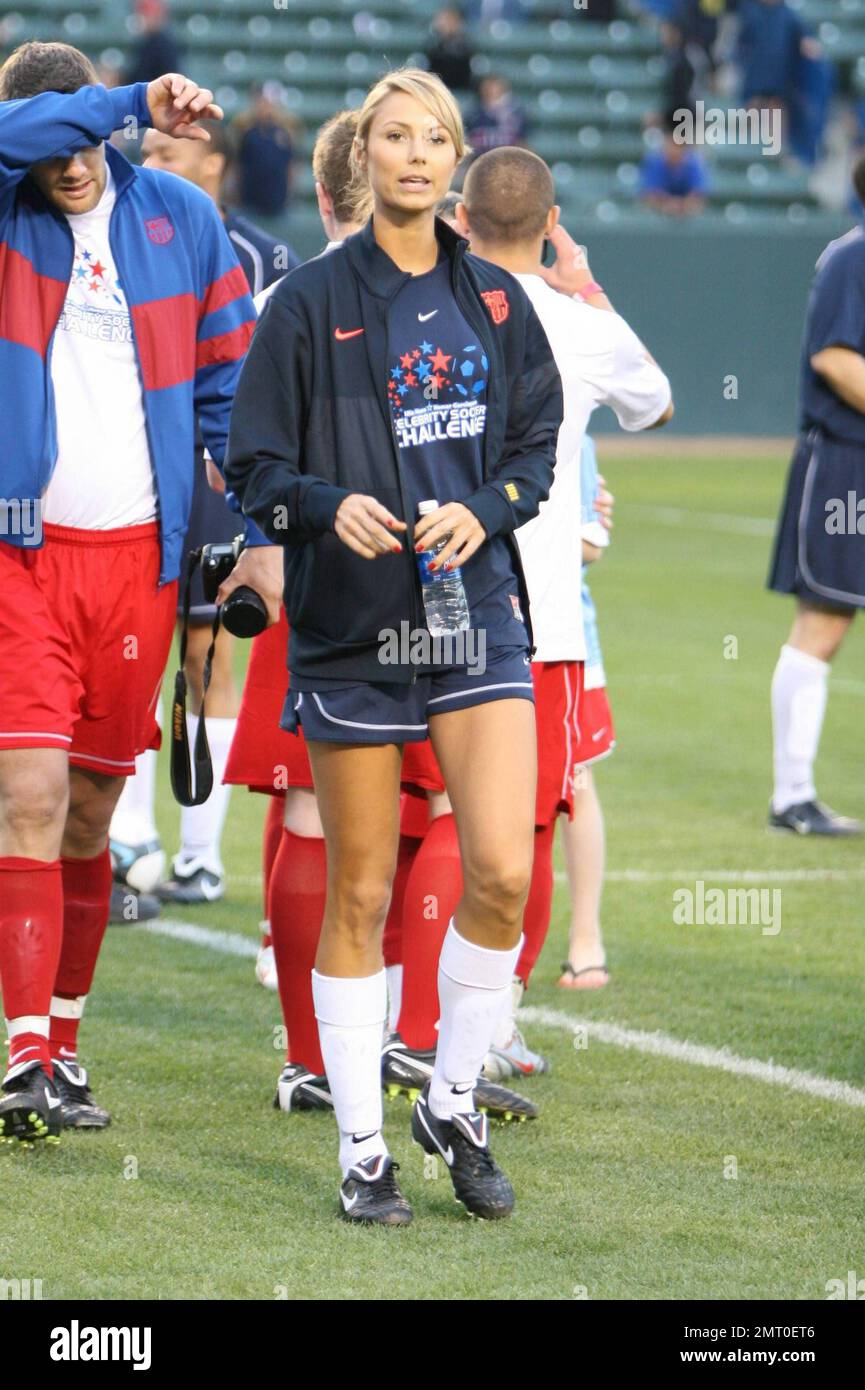 Stacy Keibler takes part in a celebrity soccer game to raise funds for