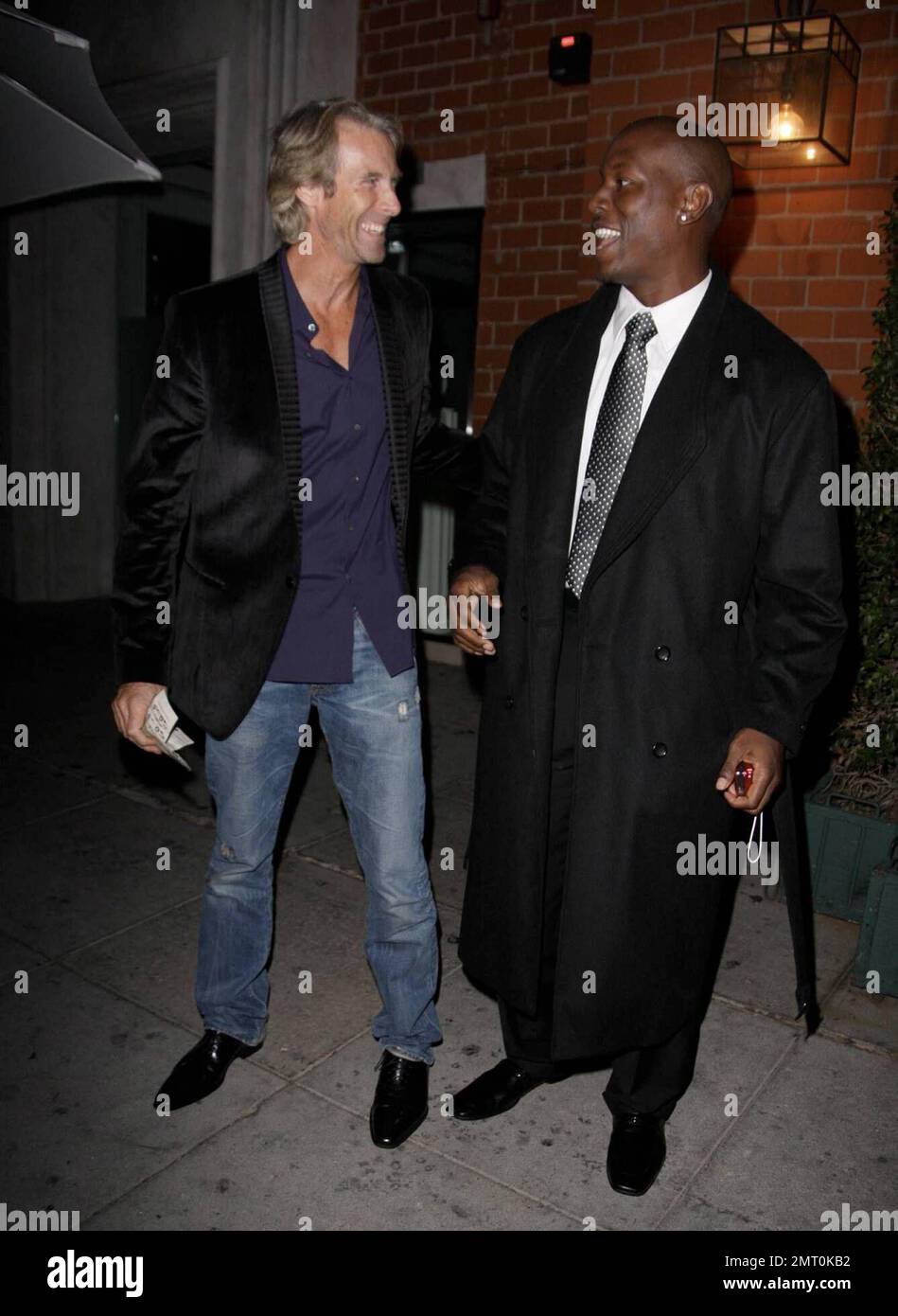 "Transformers" director Michael Bay leaves the restaurant with actor
