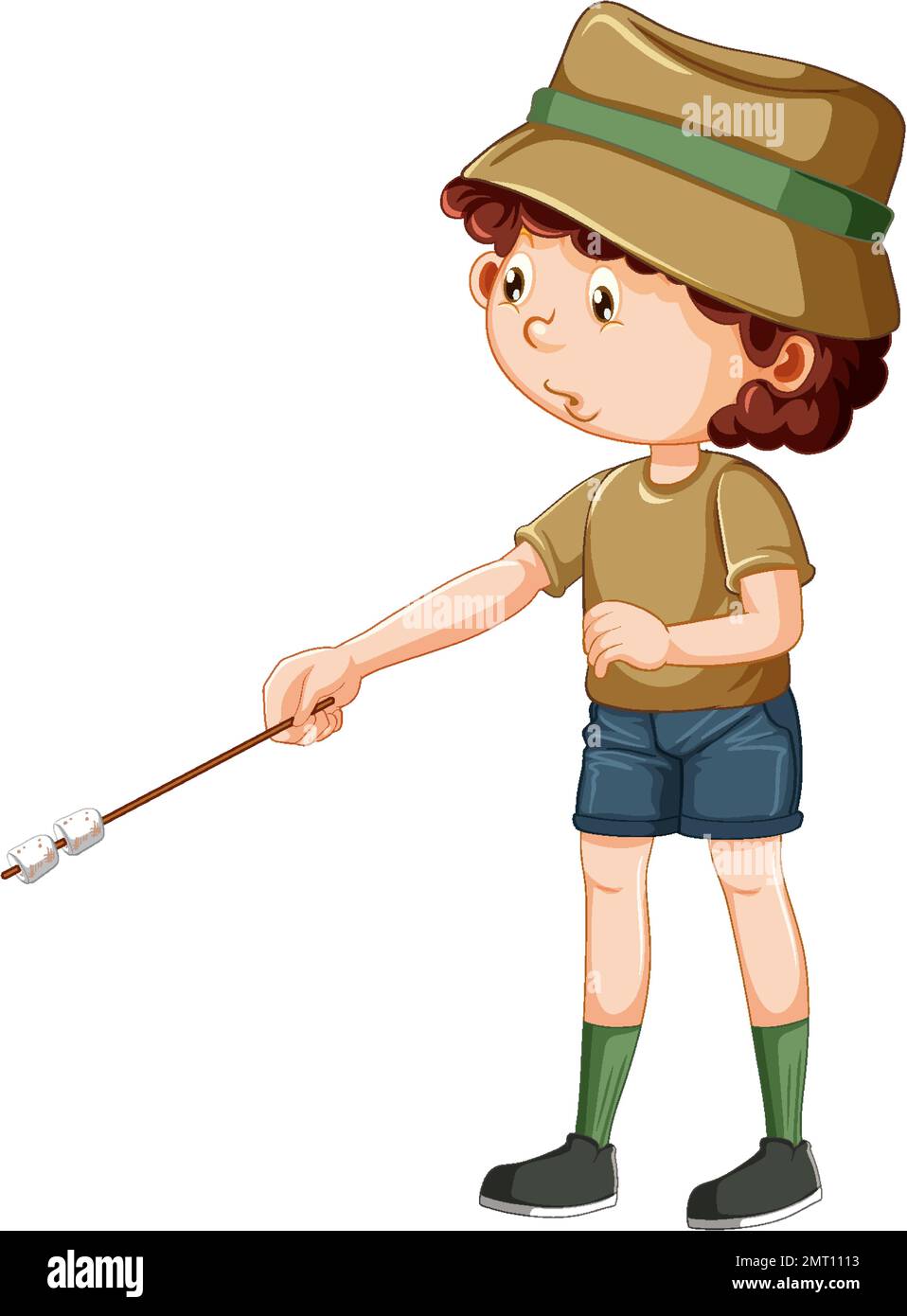 Camping boy roasting marshmallow illustration Stock Vector Image & Art ...