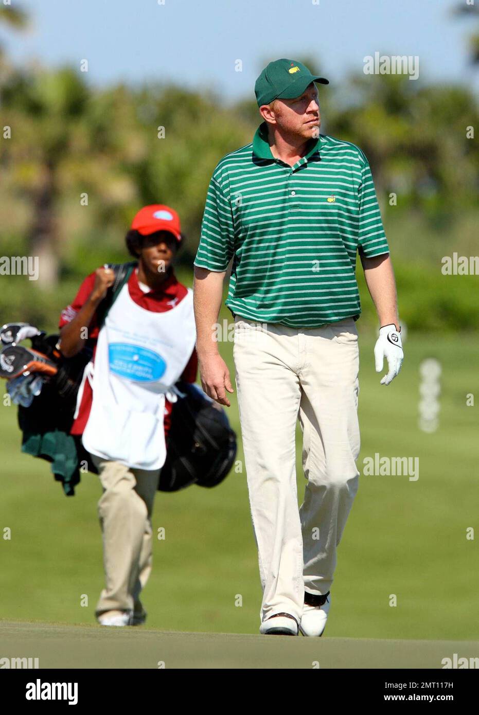 Exclusive!! Tennis great Boris Becker plays on day four of The Michael Jordan Celebrity Invitational golf tournament held at the luxurious One and Only Ocean Club Golf Course on Paradise Island. The MJCI organization brings in an incredible array of talent from the worlds of sport and entertainment to compete on the course and participate in various events for charity in this annual event.  In it's seventh year the charity has raised over $4 million for several deserving causes.  More than $500, 000 will be donated to this yearÕs charities including the Butch Kersner Summit Foundation, Make-A- Stock Photo