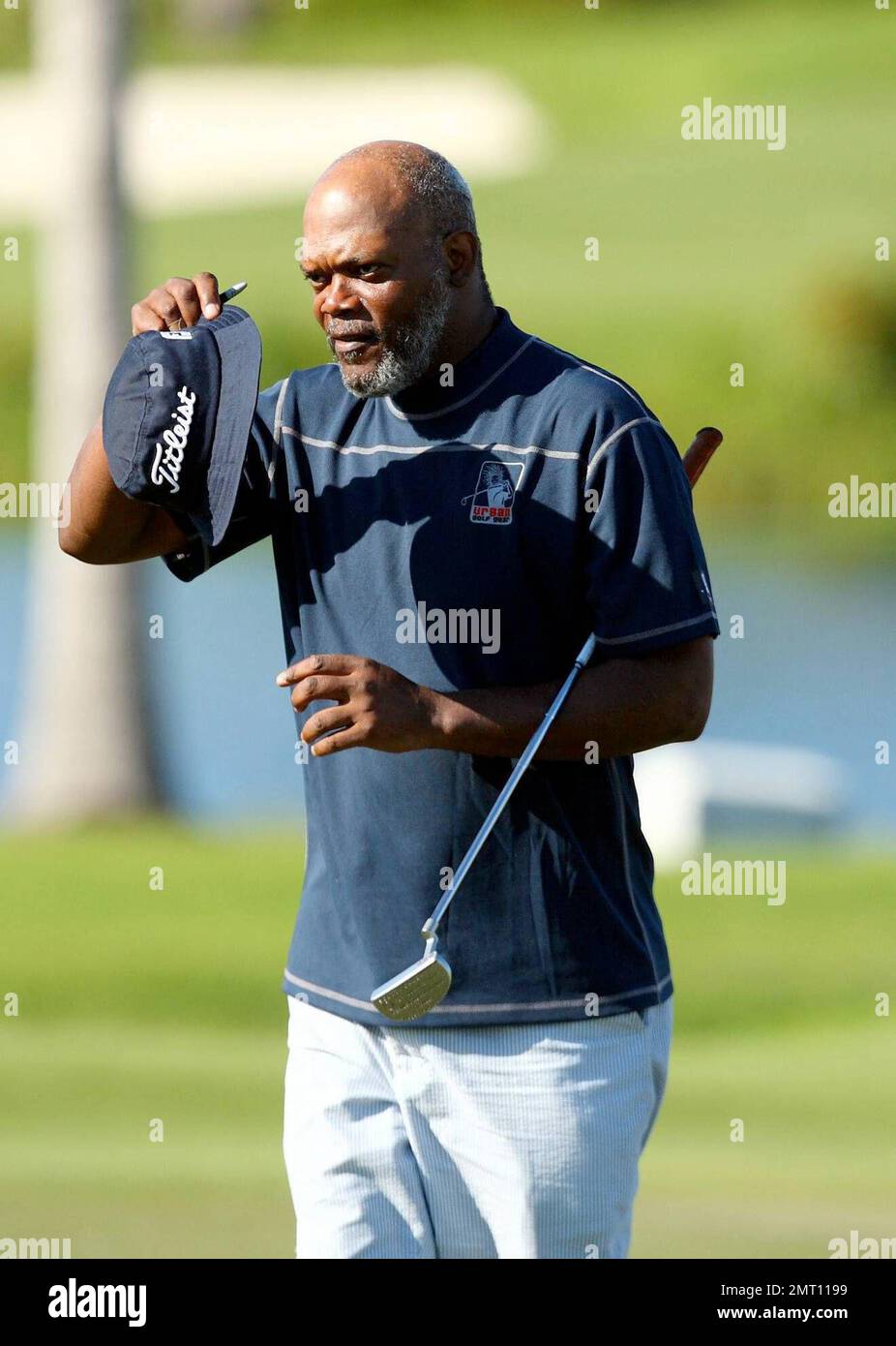 Exclusive!! Actor Samuel L. Jackson plays on day four of The Michael Jordan  Celebrity Invitational golf tournament held at the luxurious One and Only  Ocean Club Golf Course on Paradise Island. The