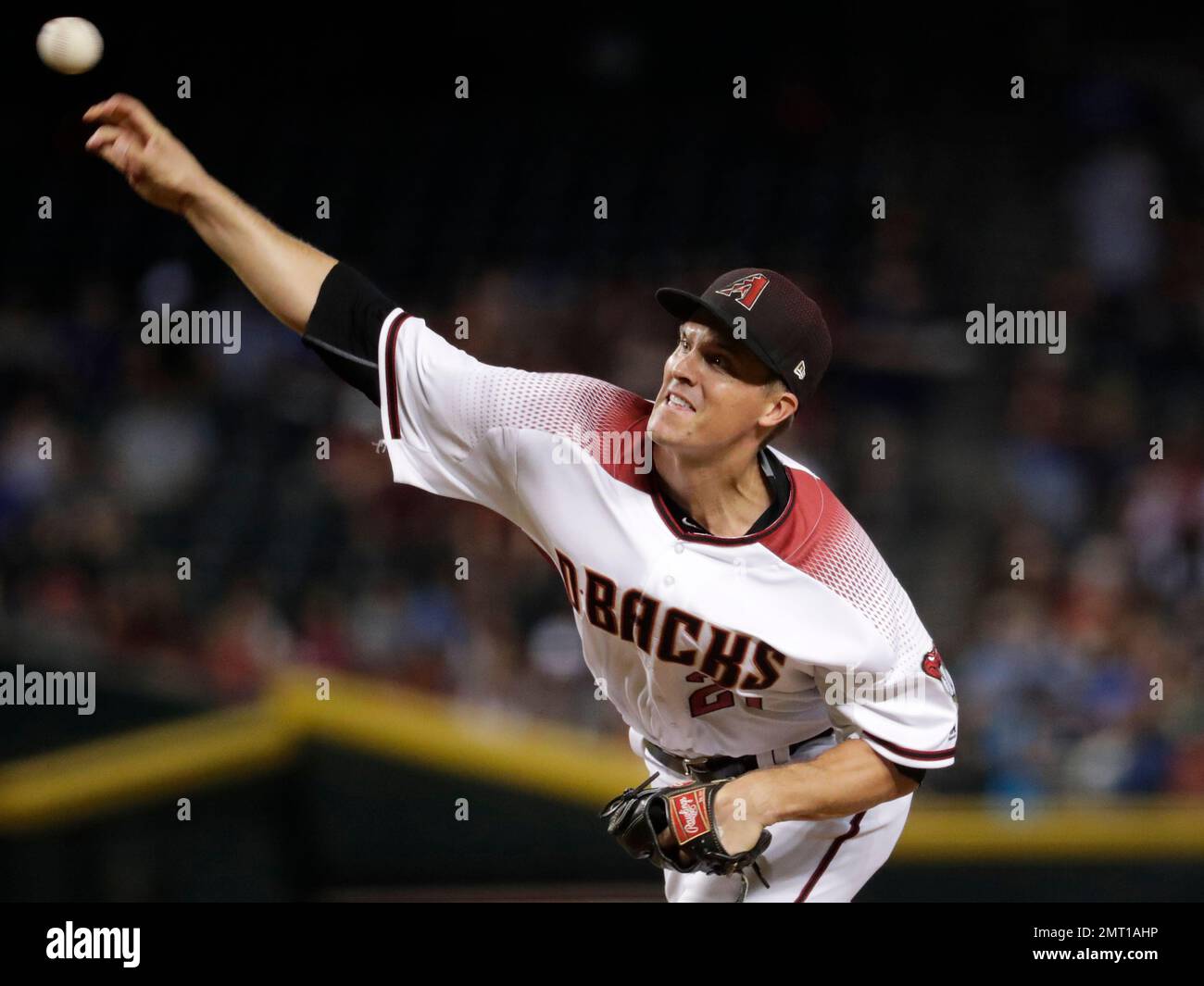 Arizona Diamondbacks starting pitcher Zack Greinke throws during