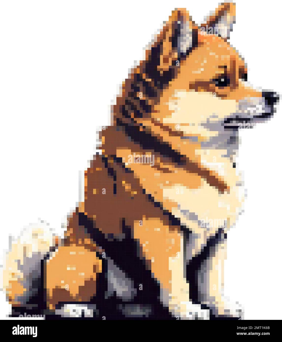 Pixel art dog character design shiba em