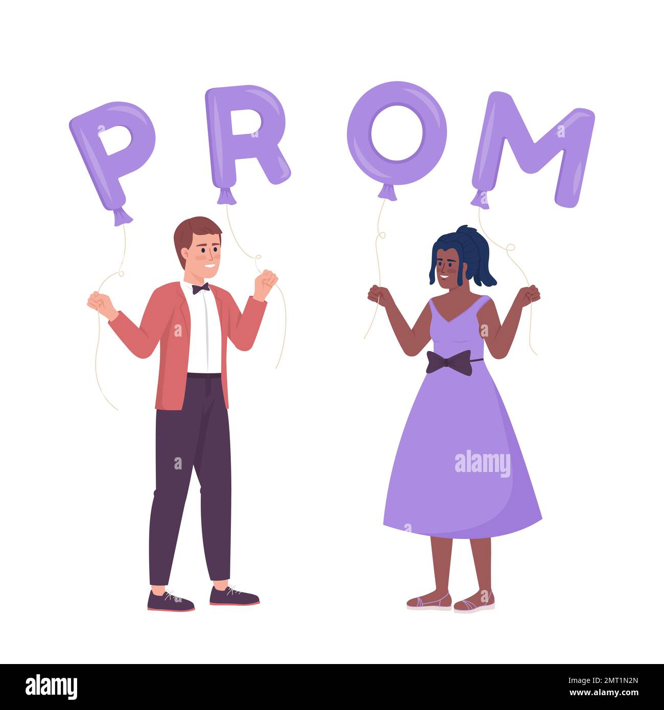 Friends celebrating prom night and dancing semi flat color vector