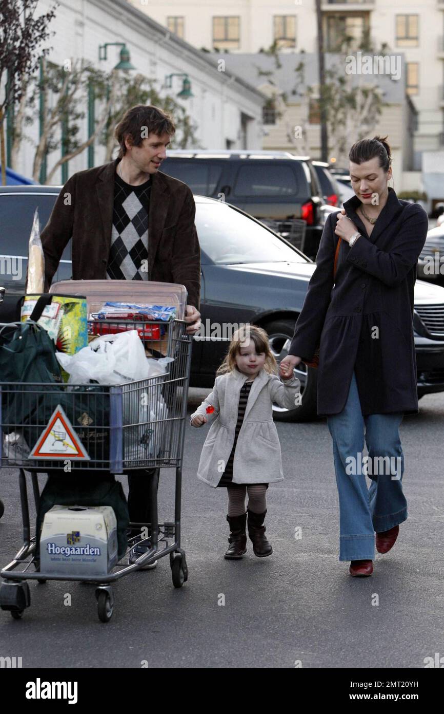Milla Jovovich and daughter Ever leave Bristol Farms after shopping