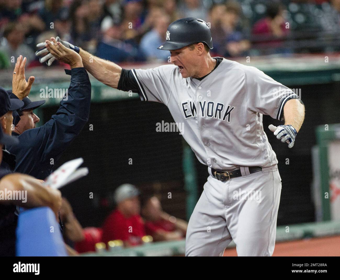 New York Yankees Chase Headley celebrates after hitting a solo