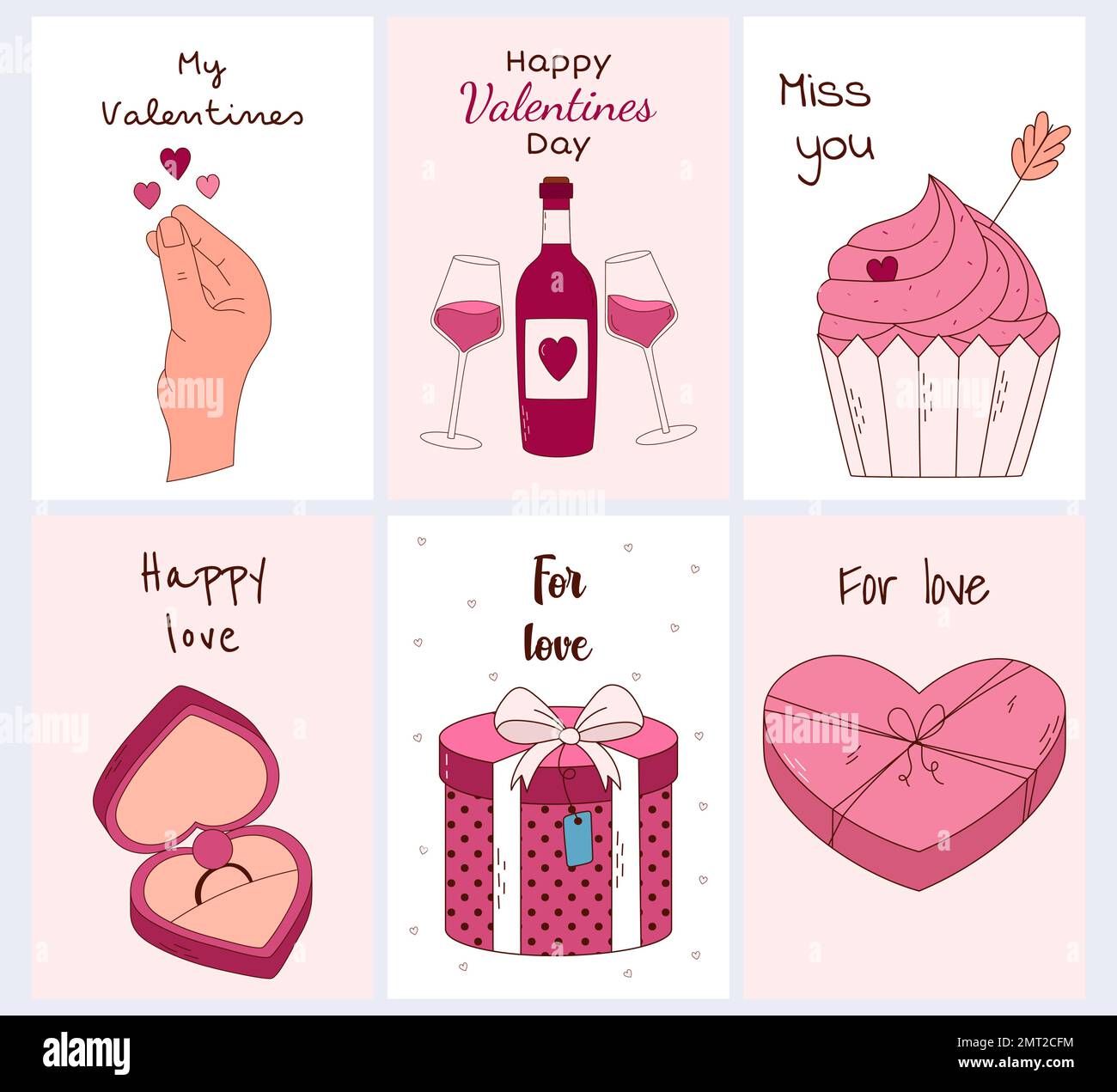 Set of Valentine's Day greeting cards. Vector illustration Stock Vector ...