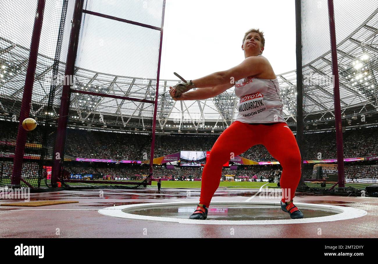 Poland's Anita Wlodarczyk makes an attempt in the women's hammer throw