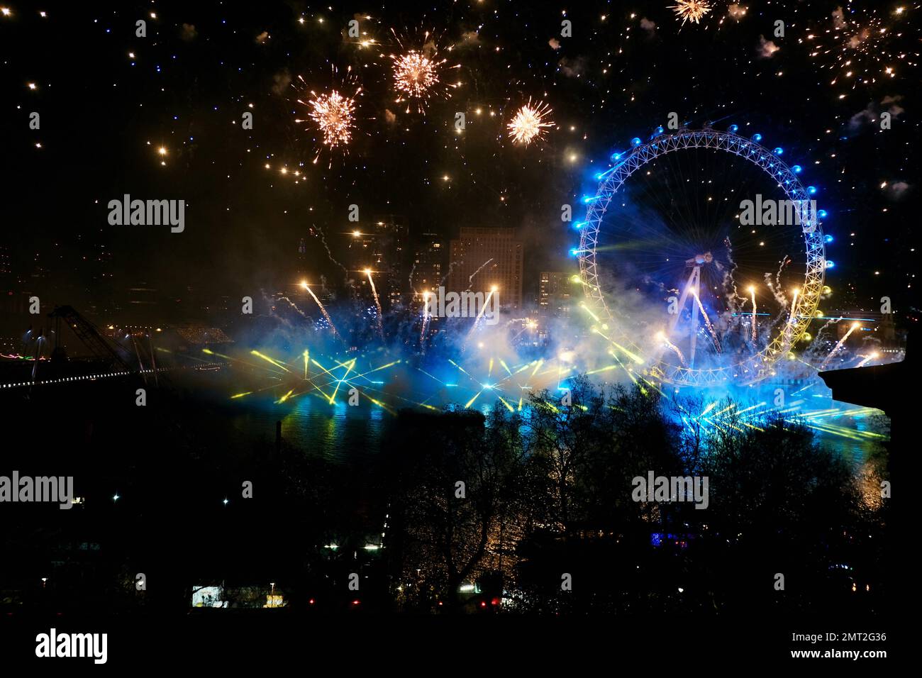 New Year celebrations at Whitehall Court rooftop light up the London