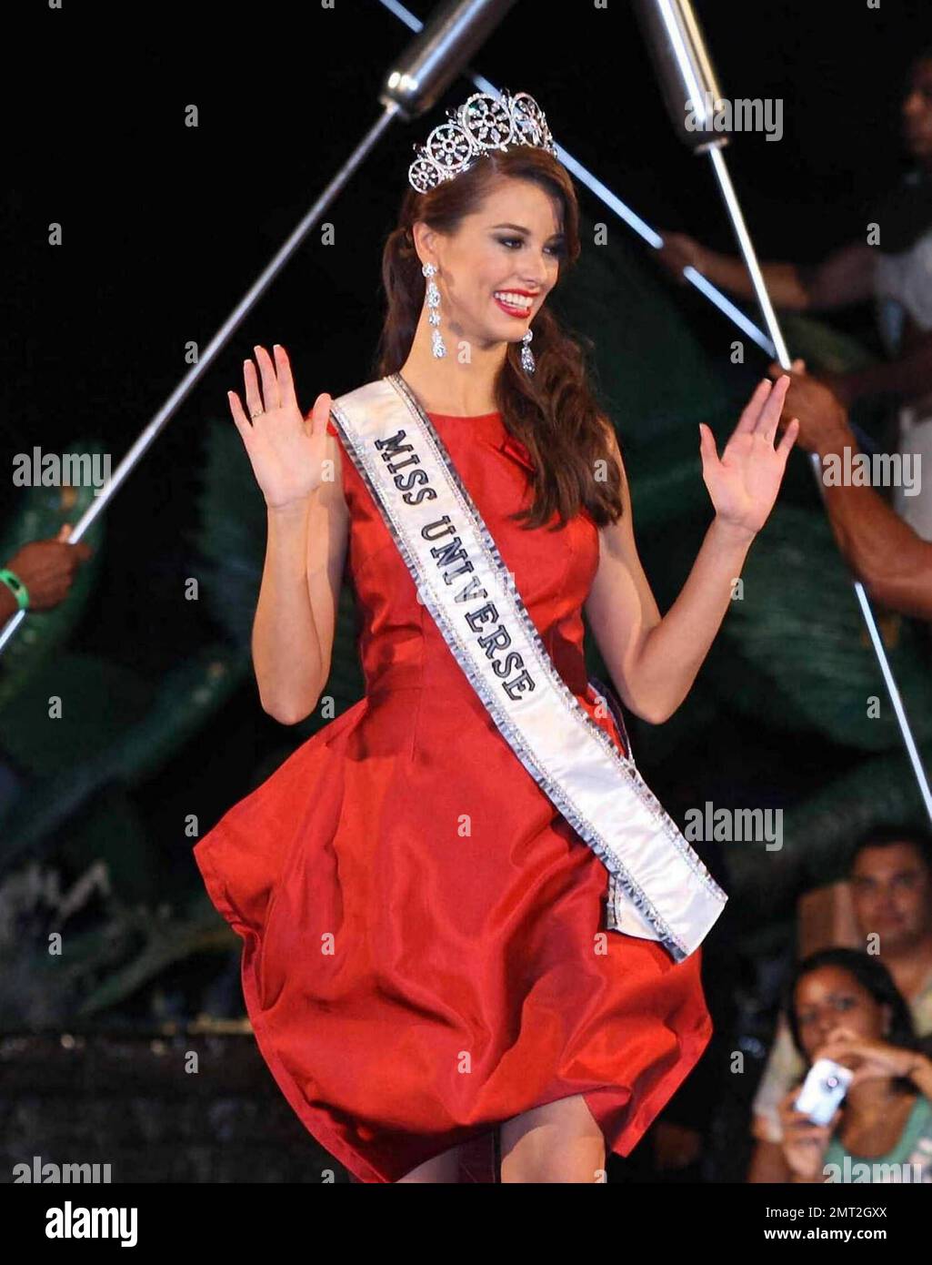 Stefania Fernandez makes a grand entrance to the Coronation Ball after the Miss Universe pageant at Atlantis on Paradise Island in the Bahamas. 8/23/09. Stock Photo
