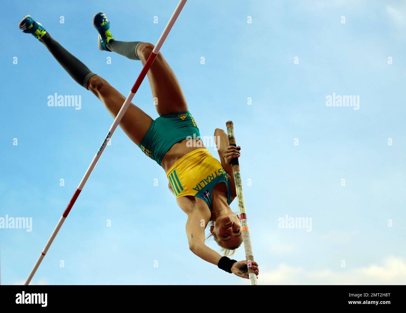 Australia's Liz Parnov competes in the women's pole vault qualification