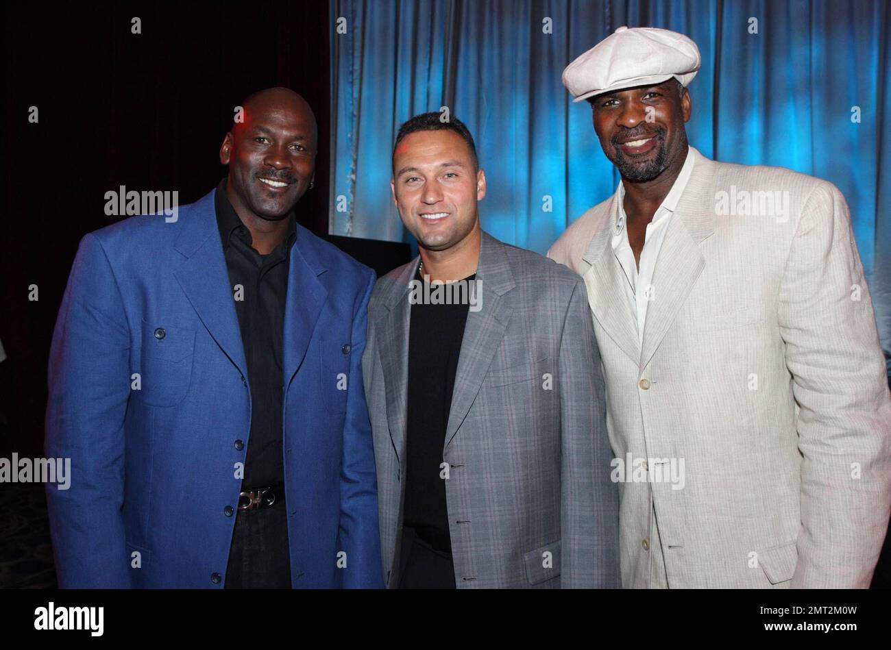 Exclusive!! Michael Jordan, Derek Jeter and Charles Oakley attend the MJCI  Celebration at Atlantis that followed the second day of the Michael Jordan  Celebrity Invitational Golf Tournament held at the luxurious One