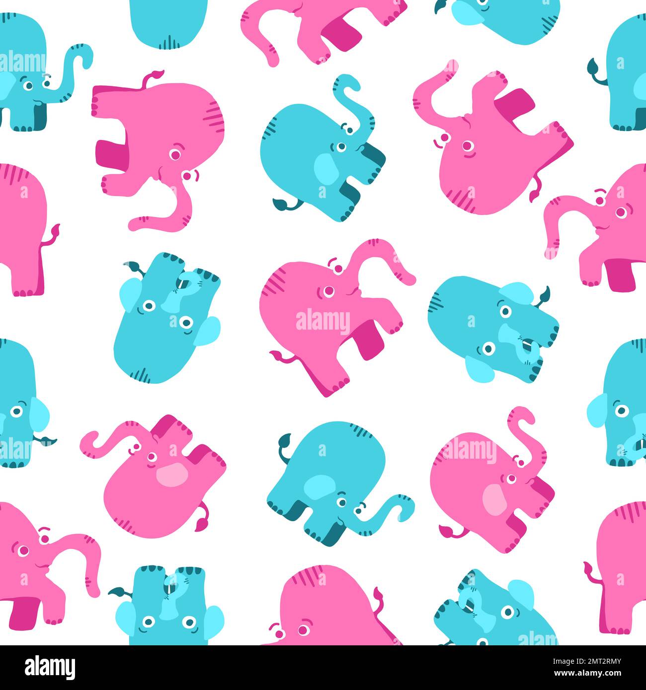 Elephants seamless pattern. Vector illustration in cartoon flat style ...