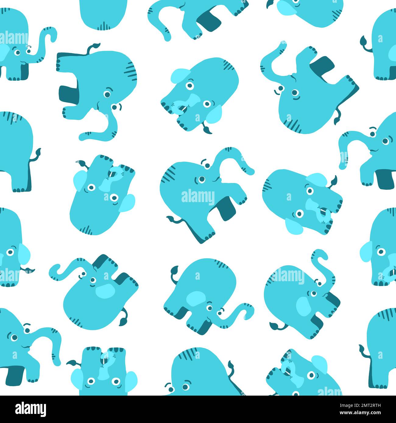 Elephants seamless pattern. Vector illustration in cartoon flat style ...