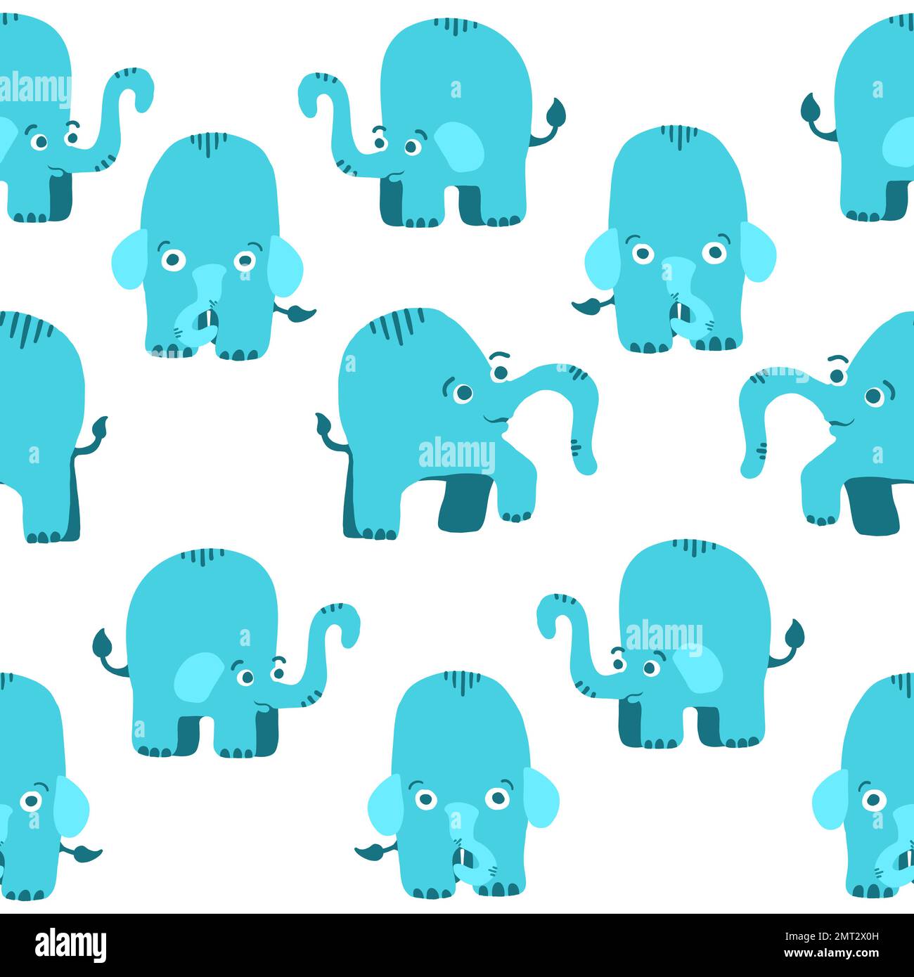 Elephants seamless pattern. Vector illustration in cartoon flat style ...