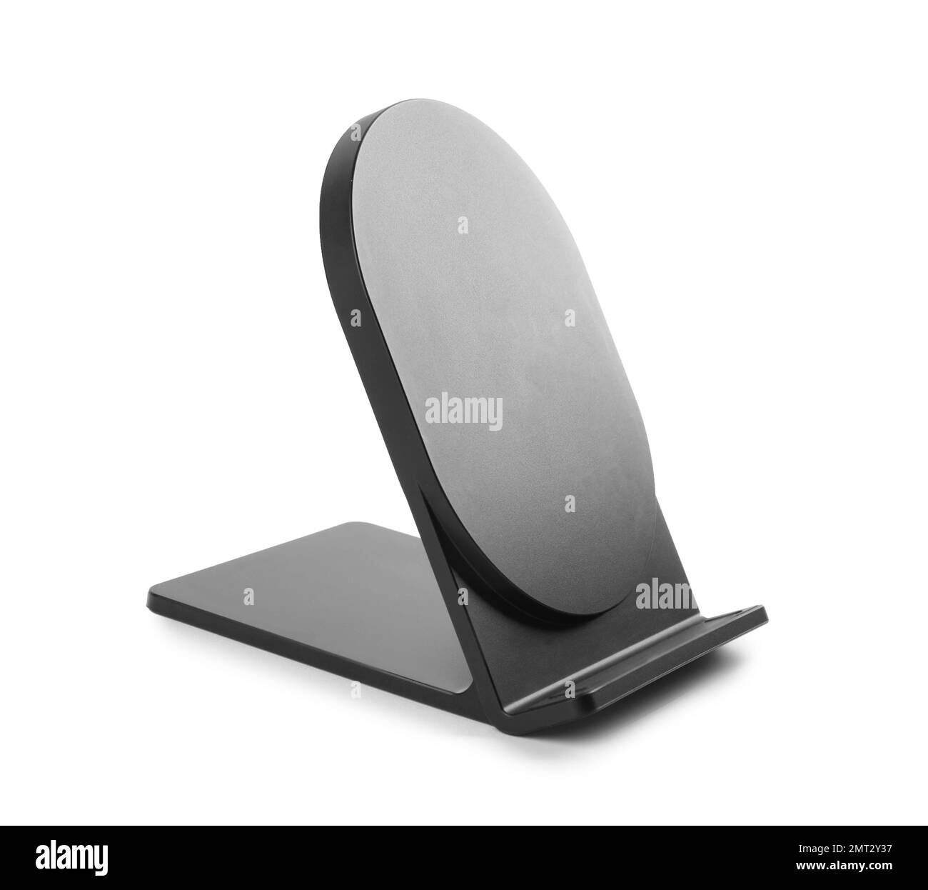 Black wireless charger isolated on white. Modern technology Stock Photo