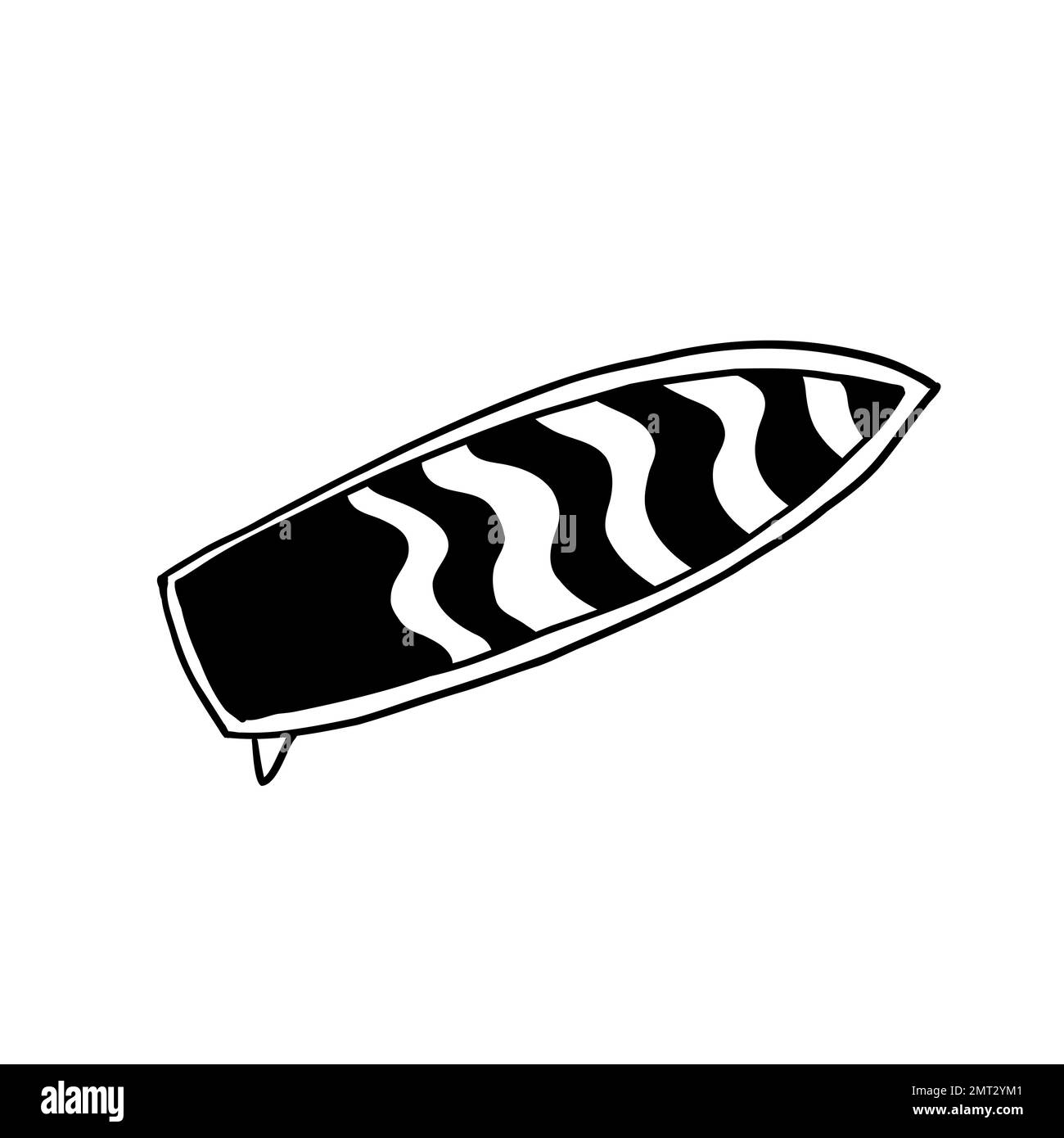 Surfboard. Vector illustration in outline doodle style isolated on