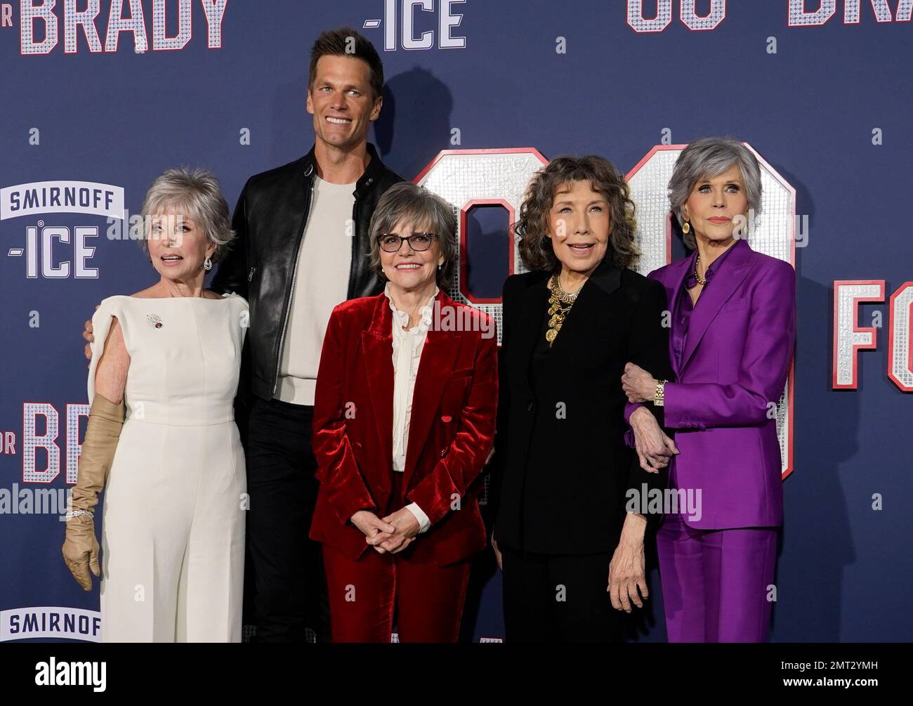 From left, Rita Moreno, Tom Brady, Sally Field, Lily Tomlin and Jane