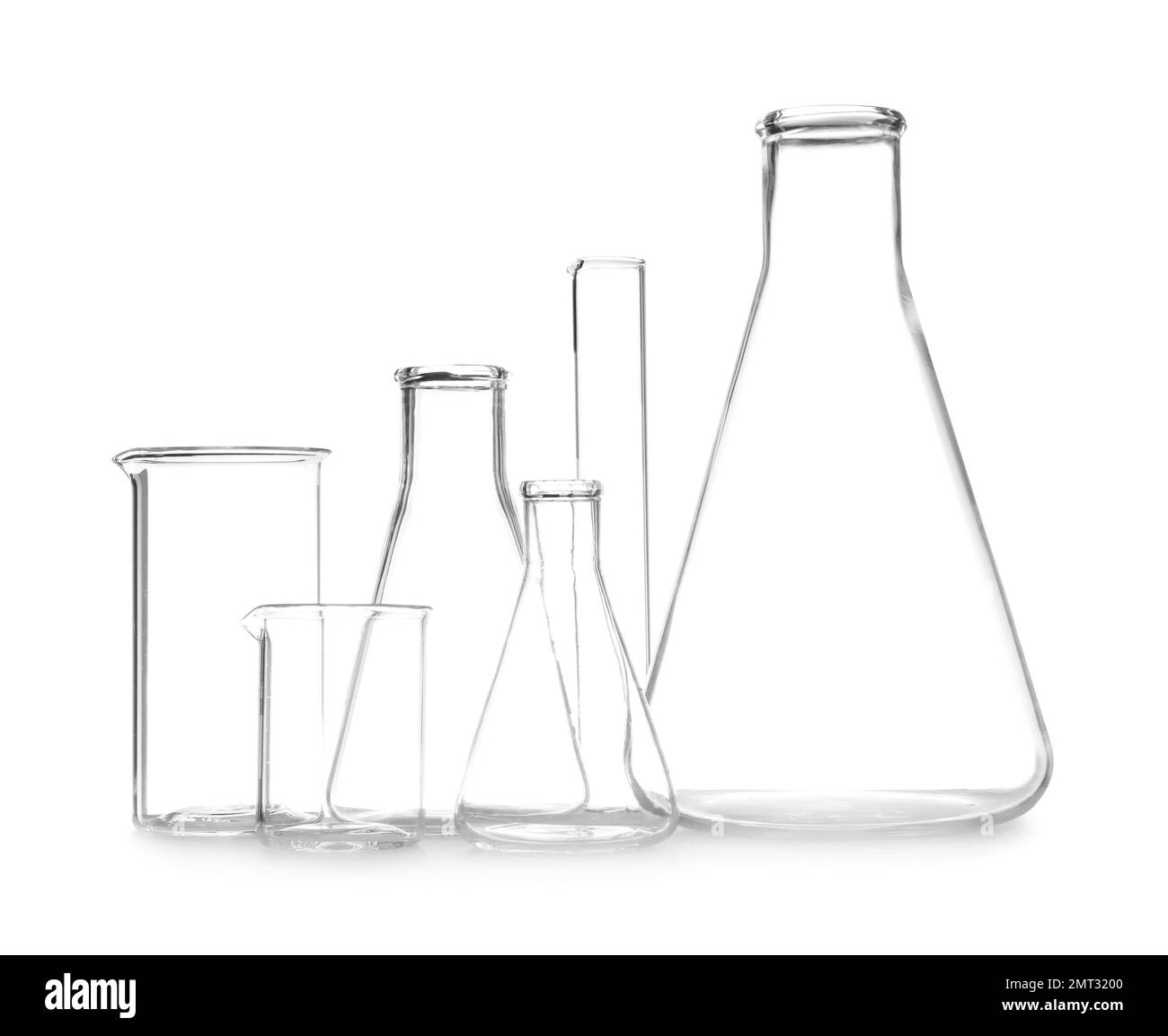Clean empty laboratory glassware isolated on white Stock Photo Alamy