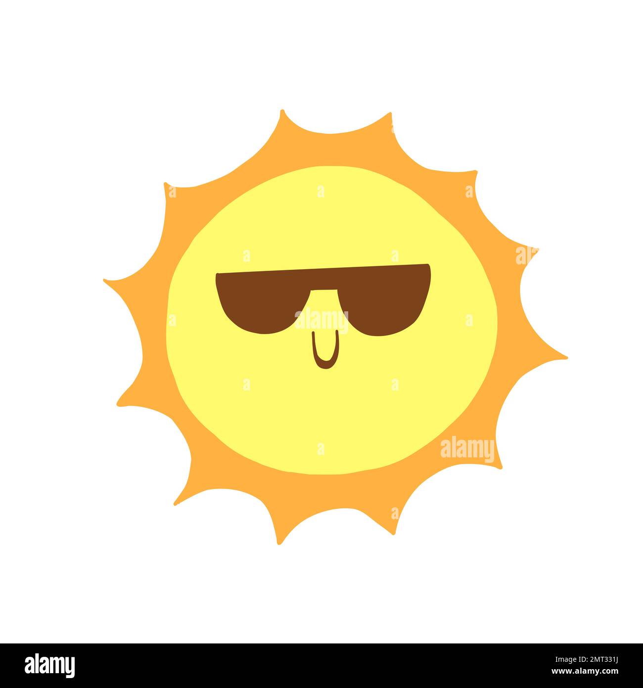 Funny sun with sunglasses. Vector illustration in cartoon flat style