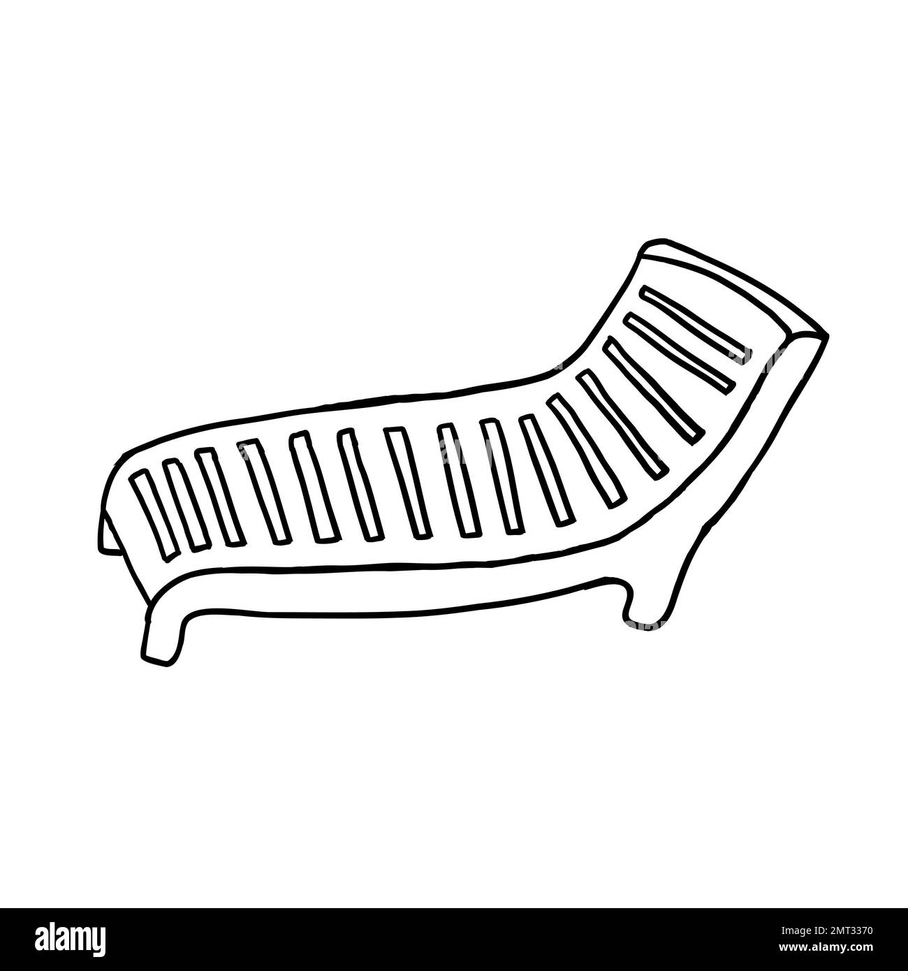 Beach lounger. Vector illustration in outline doodle style isolated on