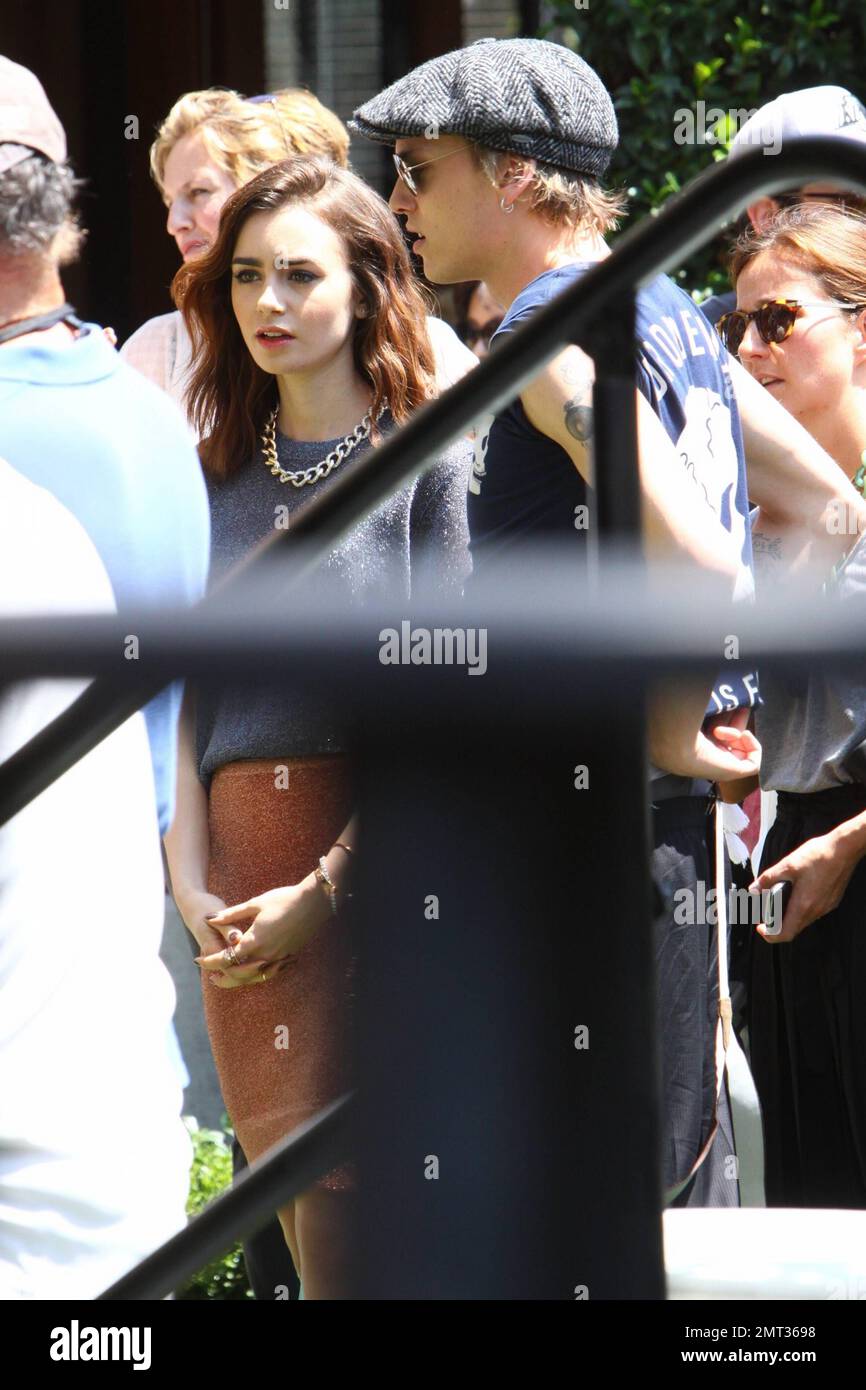 Lily Collins and Jamie Campbell Bower at a fan meet and greet for The