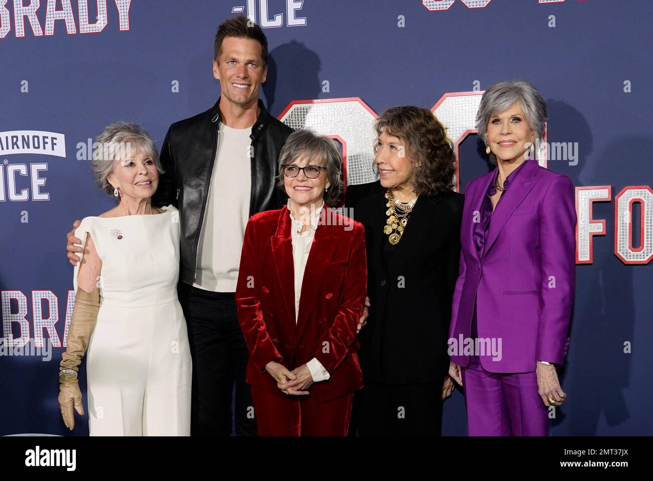 From left, Rita Moreno, Tom Brady, Sally Field, Lily Tomlin and Jane