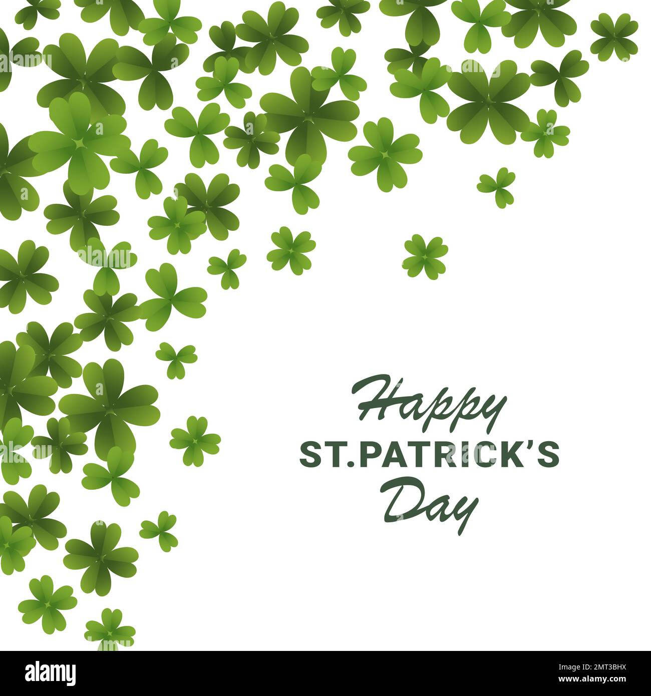 st patricks day square banner clover gradient located on the left side Stock Vector