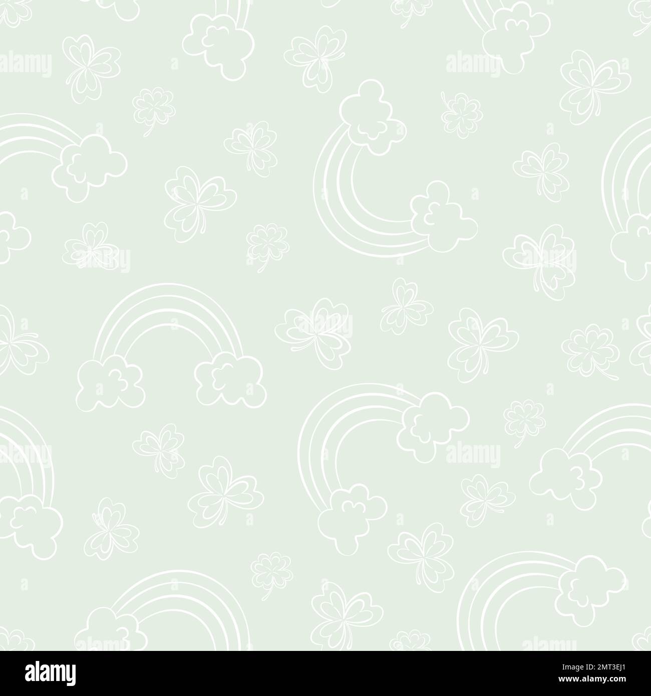 Decorative light pattern for st patricks day hand drawn rainbow and clover pattern Stock Vector