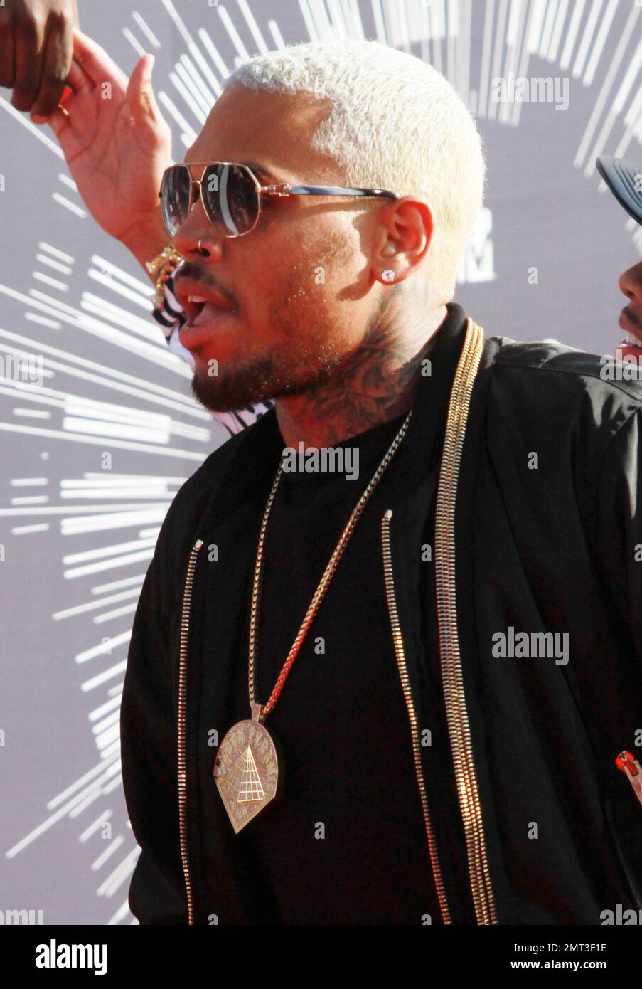 Chris Brown at the MTV Video Music Awards at the Forum in Los Angeles, CA.  24th August, 2014. Stock Photo