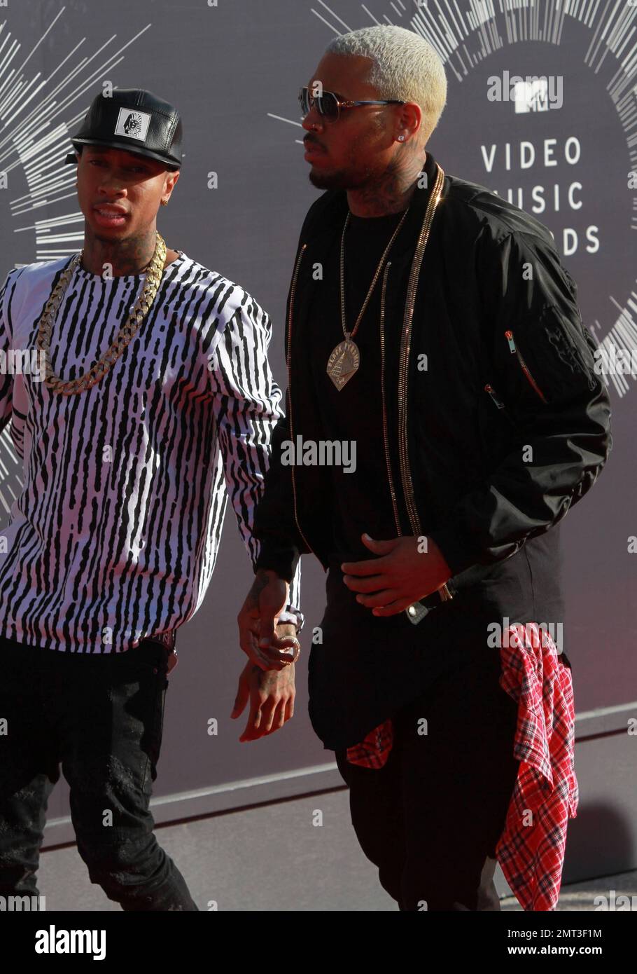 Chris Brown at the MTV Video Music Awards at the Forum in Los Angeles, CA.  24th August, 2014. Stock Photo